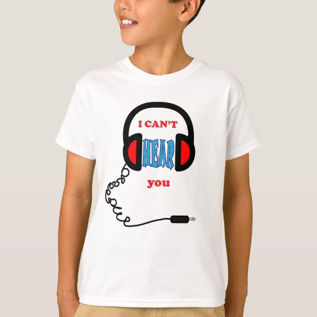 T-shirts Fones de ouvido de Música Engraçados (Frente)