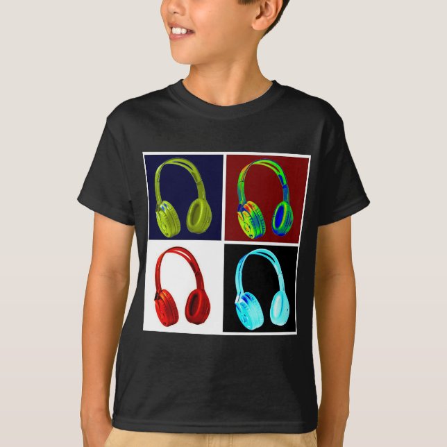 T-shirts Fones de ouvido Pop de arte (Frente)