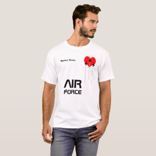 T-shirts Força Aérea, Coração Vermelho, pessoal engraçado