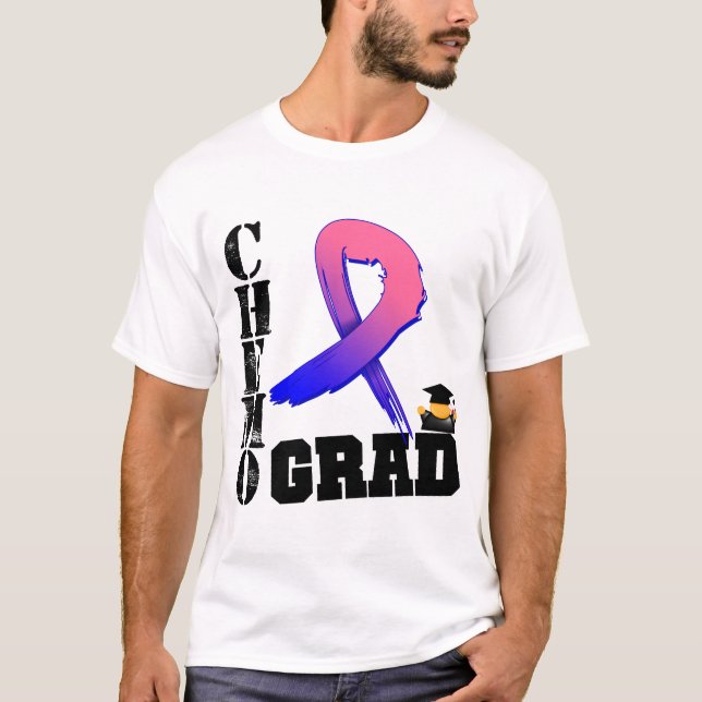T-shirts Formando masculino de Chemo do cancro da mama (Frente)