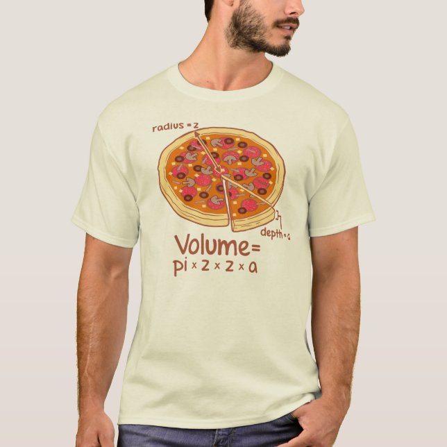 T-shirts Fórmula matemática = Pi*z*z*a do volume da pizza (Frente)