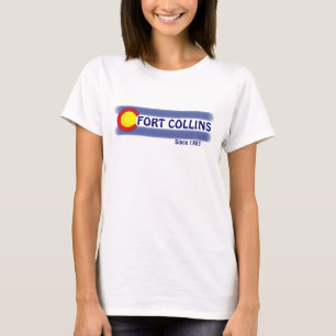 T-shirts Fort Collins Colorado, bandeira local, senhoras te