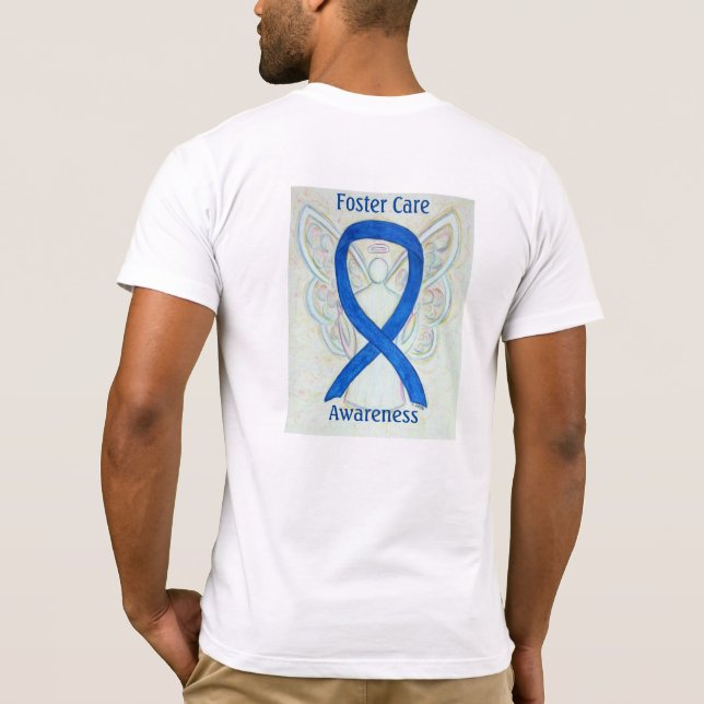 T-shirts Foster Care Sensibilização Blue Ribbon Angel Teia  (Verso)