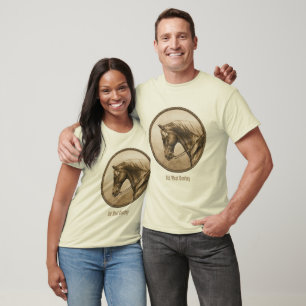 T-shirts Foto antiga do Cavalo Ranzeiro Ocidental Sepia