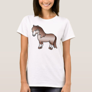 T-shirts Foto do desenho animado da Red Roan Shetland Pony