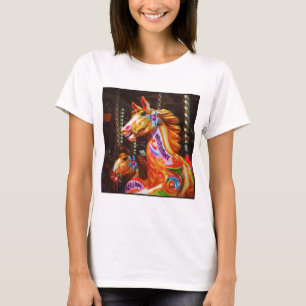 T-shirts Foto Quadrada - Cavalos de Feliz-volta 02