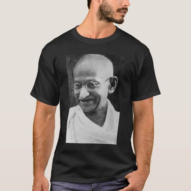 T-shirts Fotografia do retrato de Mahatma Gandhi (Frente)