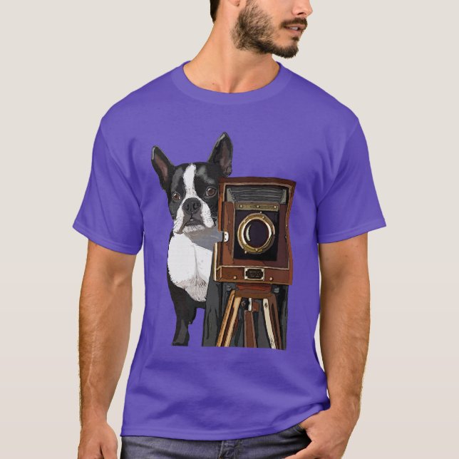 T-shirts Fotógrafo em Boston Terrier 2 (Frente)