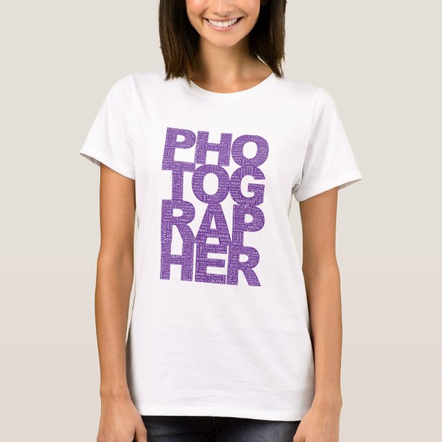 T-shirts Fotógrafo - texto roxo (Frente)