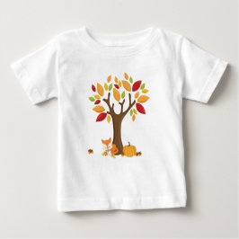 T-shirts Fox de outono com Abóbora