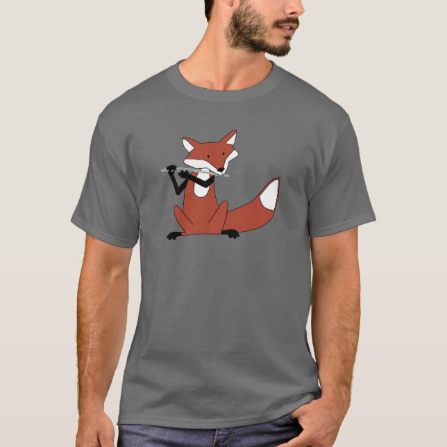 T-shirts Fox que joga a flauta (Frente)