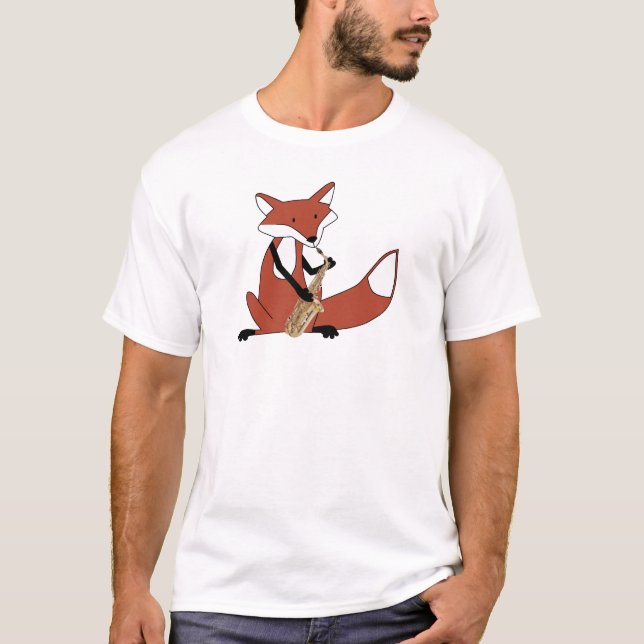 T-shirts Fox que joga o saxofone (Frente)