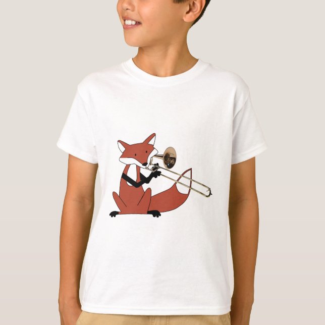 T-shirts Fox tocando Trombone (Frente)