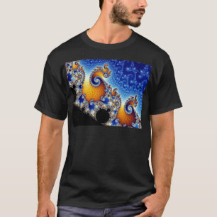 T-shirts Fractal espiral dobro azul de Mandelbrot