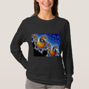 T-shirts Fractal espiral dobro azul de Mandelbrot