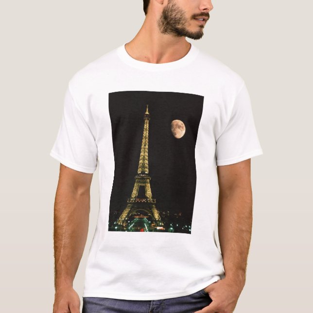 T-shirts França, Paris. Torre Eiffel à noite com (Frente)