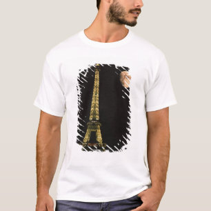T-shirts França, Paris. Torre Eiffel à noite com
