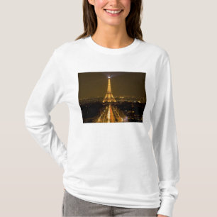 T-shirts França, Paris. Vista noturna da Torre Eiffel