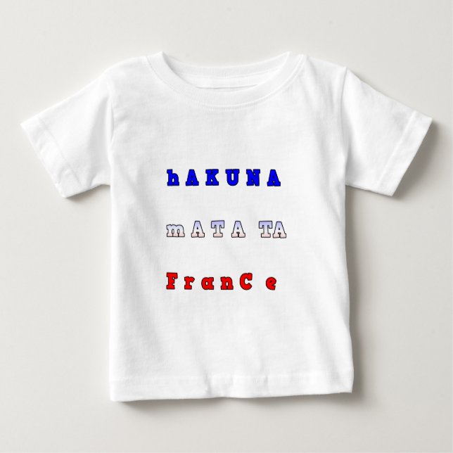 T-shirts fRANCE HAKUNA MATATA AZUL VERMELHO CORES BRANCAS D (Frente)