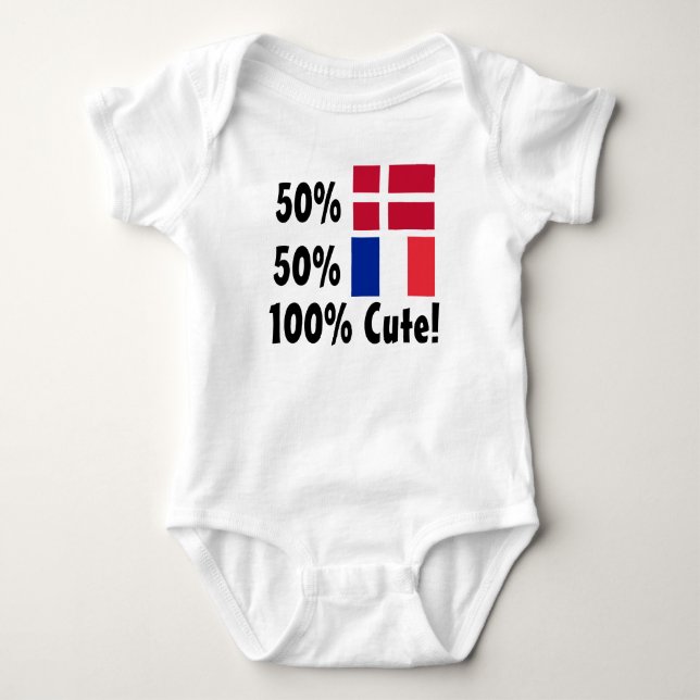 T-shirts Francês 100% do dinamarquês 50% de 50% bonito (Frente)