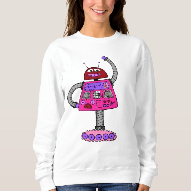 T-shirts Frankie Robot: Rosa em branco (Frente)