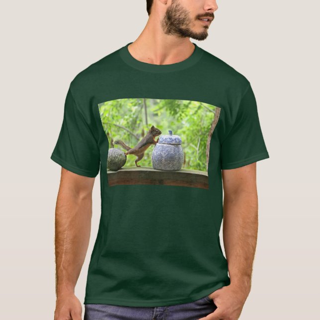 T-shirts Frasco do esquilo e de biscoito (Frente)