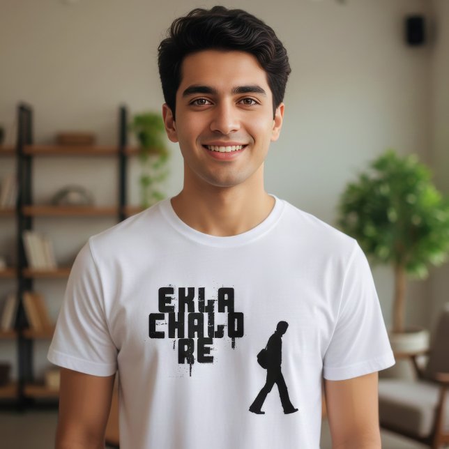 T-shirts Frase Bengali "Ekla Chalo Re" (Criador carregado)