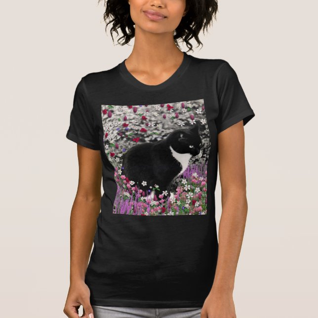 T-shirts Freckles nas flores II - gato do smoking (Frente)