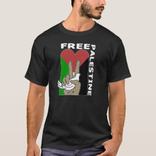 T-shirts Free Palestine Dove Heart Peace Sign