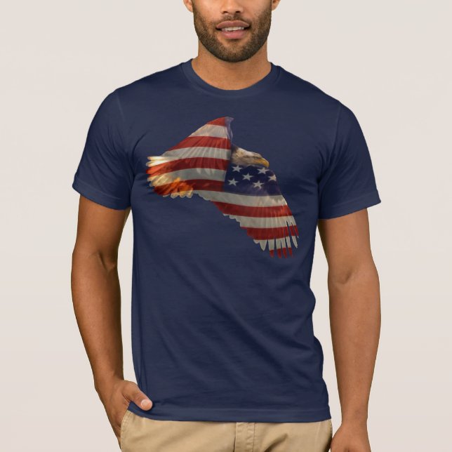 T-shirts FREEDD BALD EAGLE E US FLAG Mens Roupa (Frente)