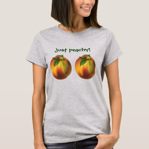 T-shirts Fruta de Comida, Pêssego Orgânico Estendido com