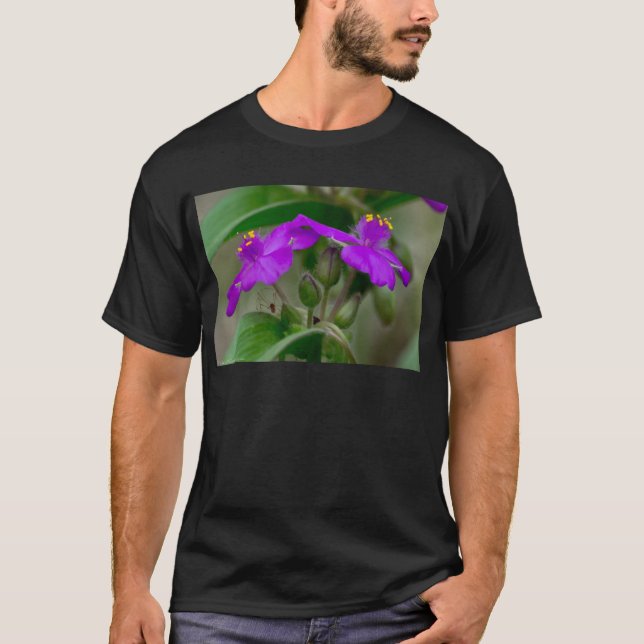 T-shirts Fuchsia Spiderwort Gêmeos de flor selvagem present (Frente)