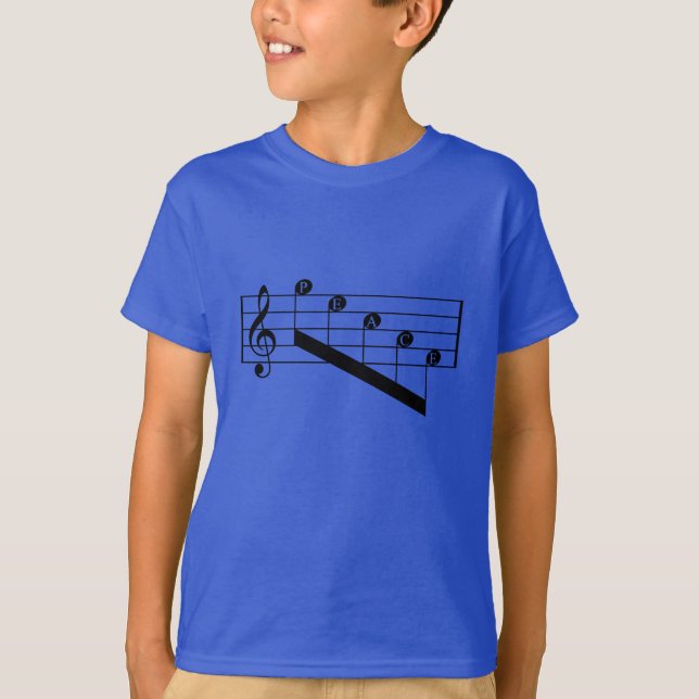 T-shirts Funcionarios Musical Treble Clef Peace Notes Black (Frente)