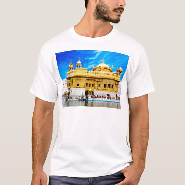 T-SHIRTS FUNDO DOURADO AMRITSAR DO CÉU AZUL DO TEMPLO (Frente)