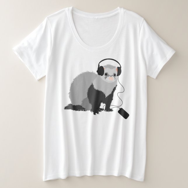 T-shirts Funny Ferret Music Lover (Frente do Design)