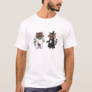 T-shirts Funny Raccoon Bride e Groom Wedte Art