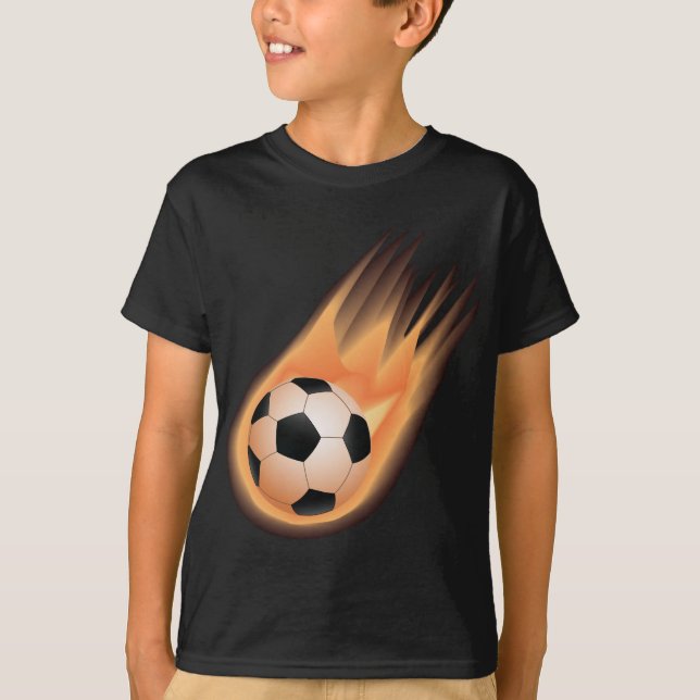 T-shirts futebol, fogo da bola de futebol (Frente)