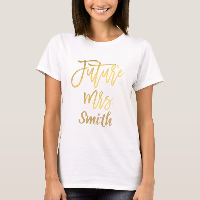 T-shirts FUTURA SRA. Gold Roteiro Moderno de Noivado (Frente)