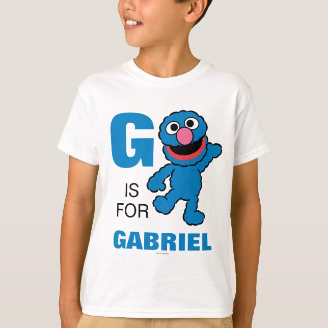 T-shirts G é para Grover | Adicione seu nome (Frente)