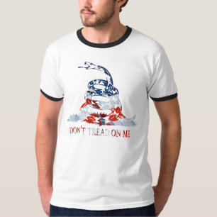 T-shirts Gadsden - não pise em mim o vermelho, o branco e 