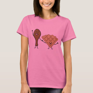 T-shirts Galinha e Waffles americanos & cozinhar do sul