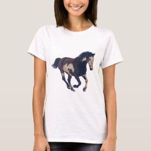T-shirts Galopagem Selvagem Pinto Cavalo de Tintas American