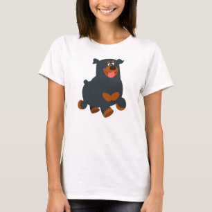 T-shirts Gamboling Cartoon Rottweiler Mulheres Que Viram Ca