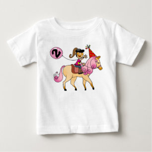 T-shirts Garota de 2 anos em um pônei