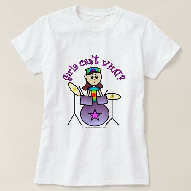 T-shirts Garota de Drummer Clara (Frente do Design)