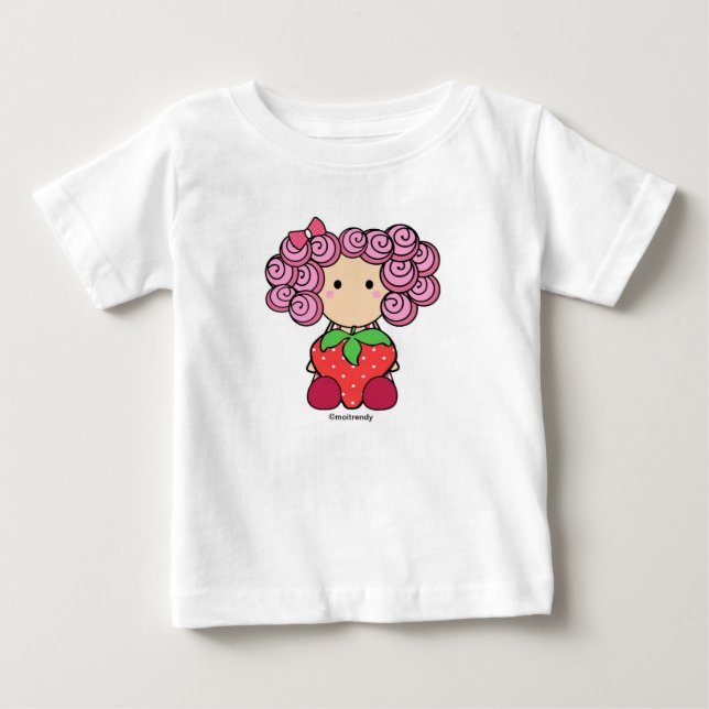 T-shirts Garota de Morango Criança de Longa Folga (Frente)