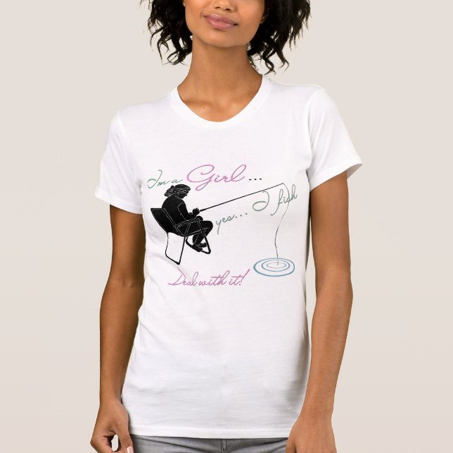 T-shirts Garota pescando arte (Frente)