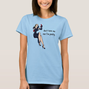 T-shirts Garota Pinup de Glamour Retro Loira Bonita Vintage
