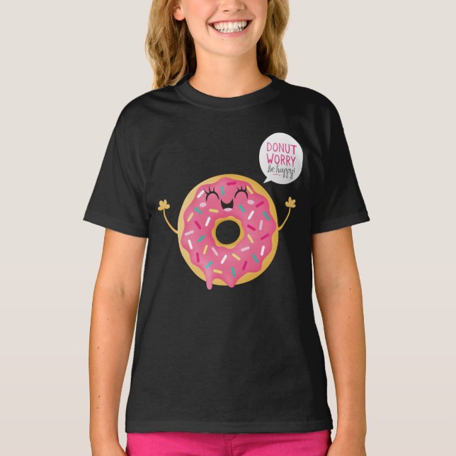 T-shirts Garotas Negras Hoodie Doce Rosquinha Preocupada Se (Frente)