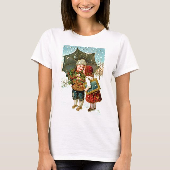 T-shirts Garoto, garota e guarda-chuva (Frente)